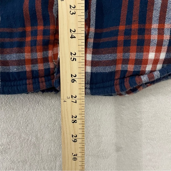 Boston Traders Shacket Mens Flannel Shirt L Orange Plaid Fleece Lined Button Up - Picture 7 of 8